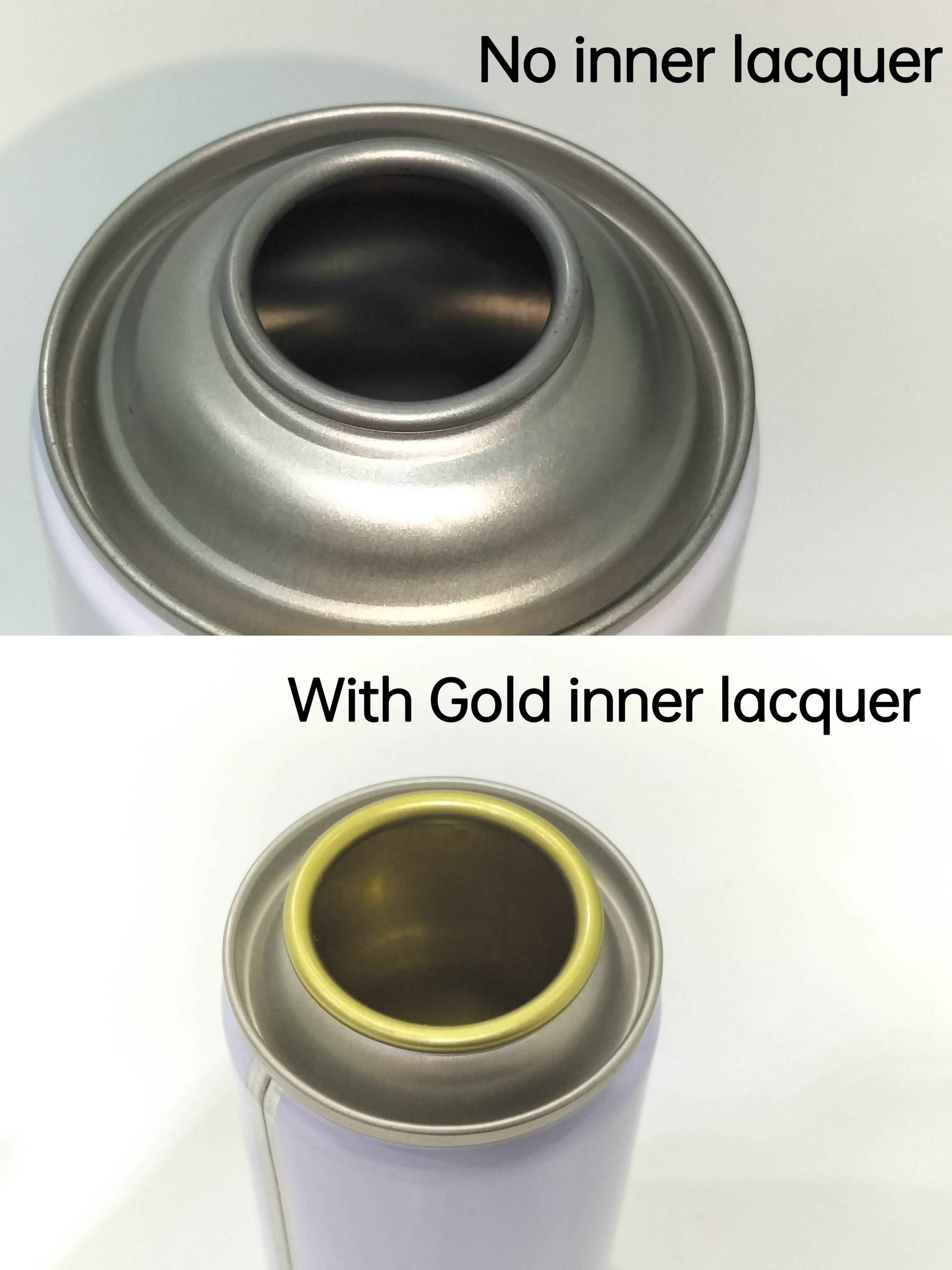 aerosol can with gold inner lacquered